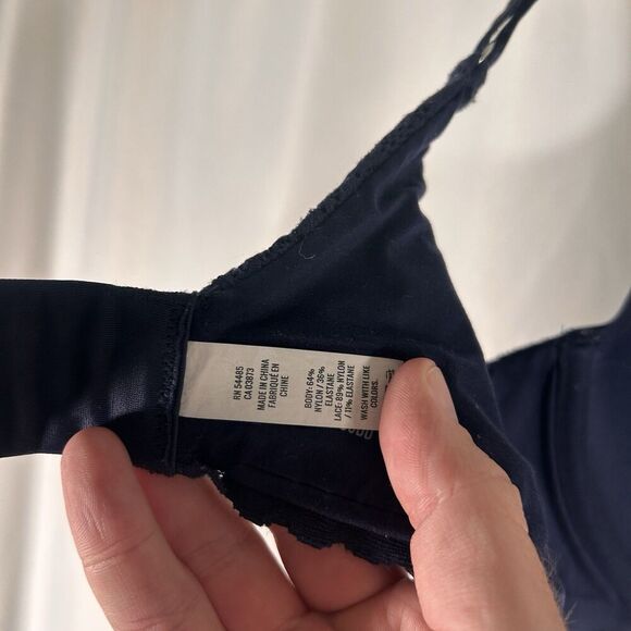 Aerie Bra Women's 36DD Navy Blue Padded Underwired Floral Lace Hook Eye - Picture 6 of 7